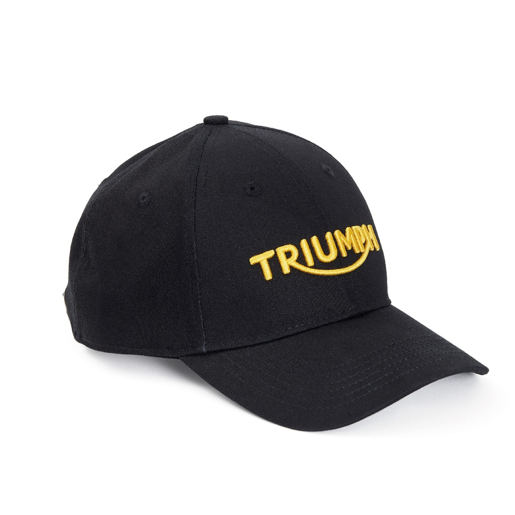 GORRA CON LOGO BORDADO DORADO, NEGRA